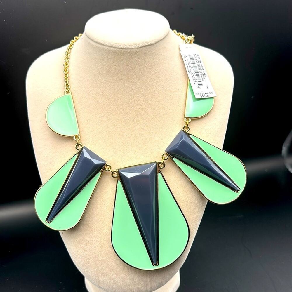 Anna‎ and Ava Statement Necklace w/ Mint & Black Geometric Pendants (NWT)